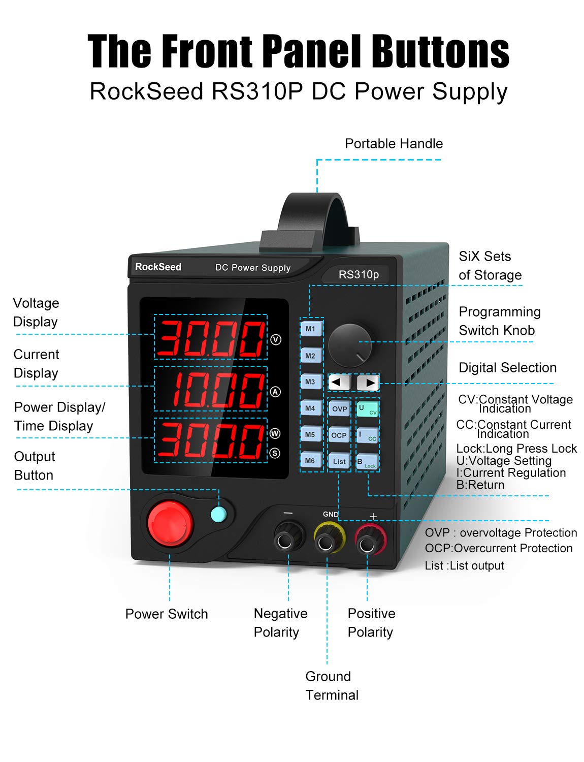 Buy RockSeed RS310P DC Power Supply Programmable,30V/10A Adjustable