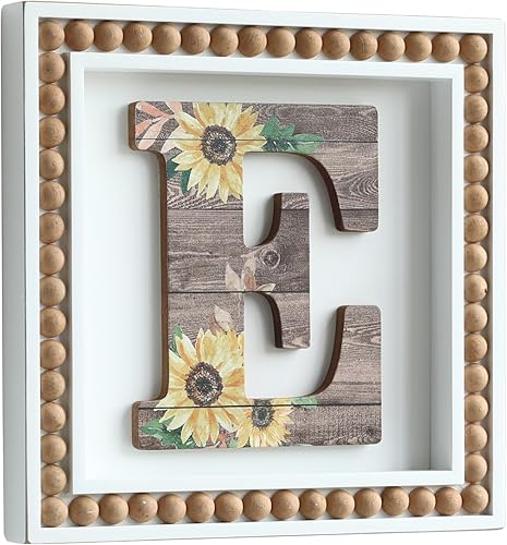 Miniatura 9 de COLLECTIVE HOME - Letreros de pared con monograma, girasol decorativo con cuentas, letras personalizadas para decoración de pared, letreros del