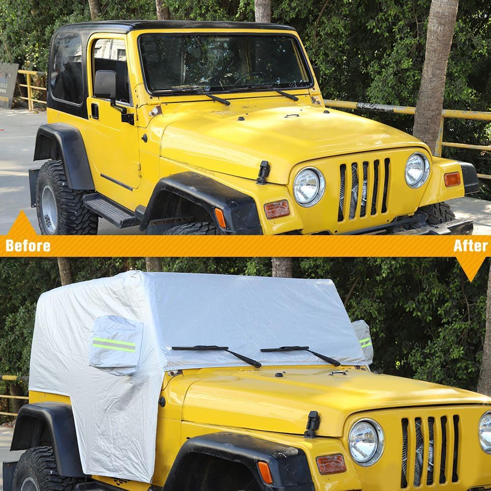 JeCar Waterproof Car Cover, Indoor Outdoor All Weather Tail Cover UV Protection Compatible with Jeep Wrangler 1997-2006 TJ LJ, Exterior Accessories
