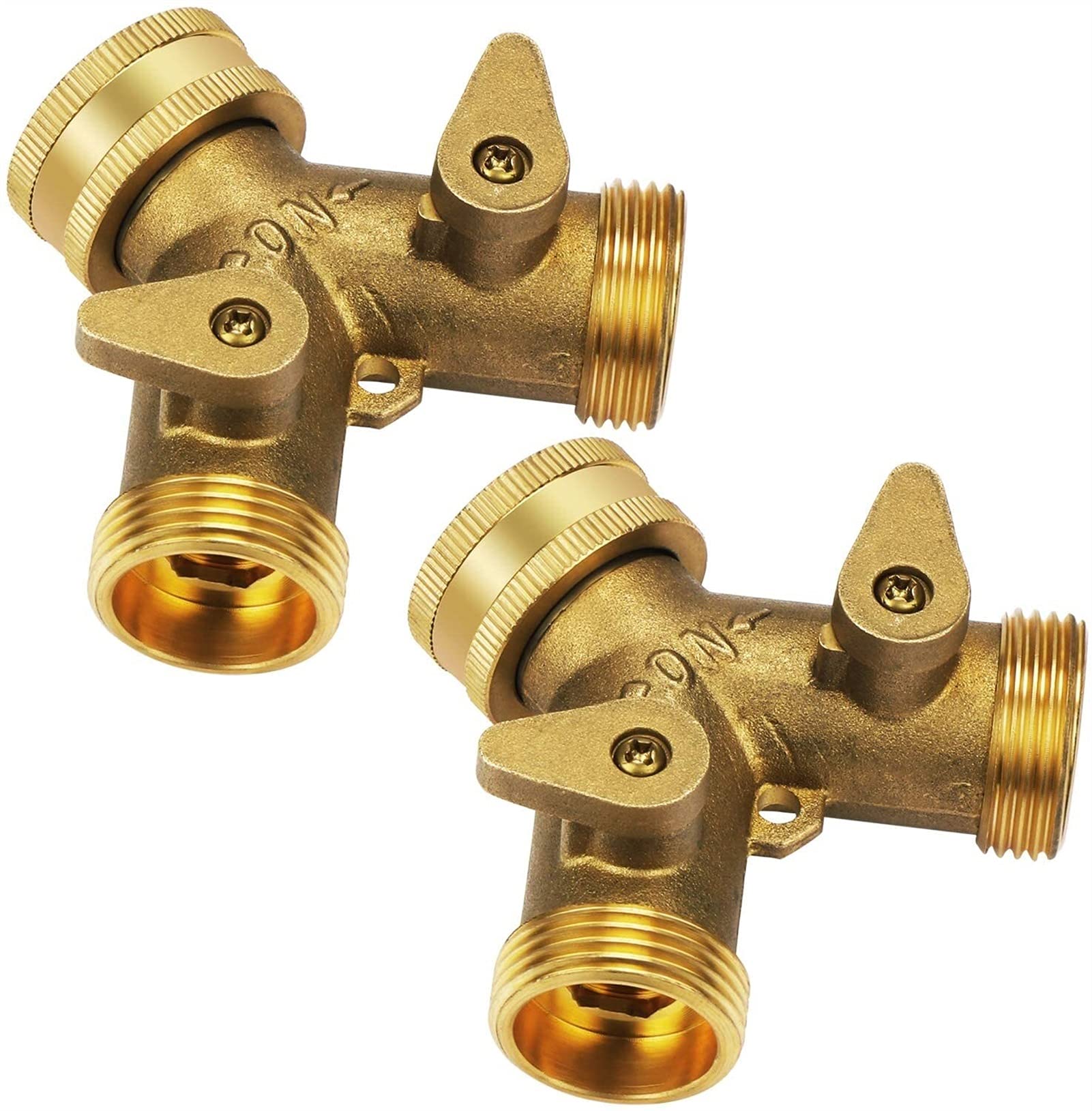 RJJ Connecteur de Tuyau Double en Laiton Massif pour tuyaux de Jardin en Plein air, connecteur de Robinet de 2 Voies Y 2PCS