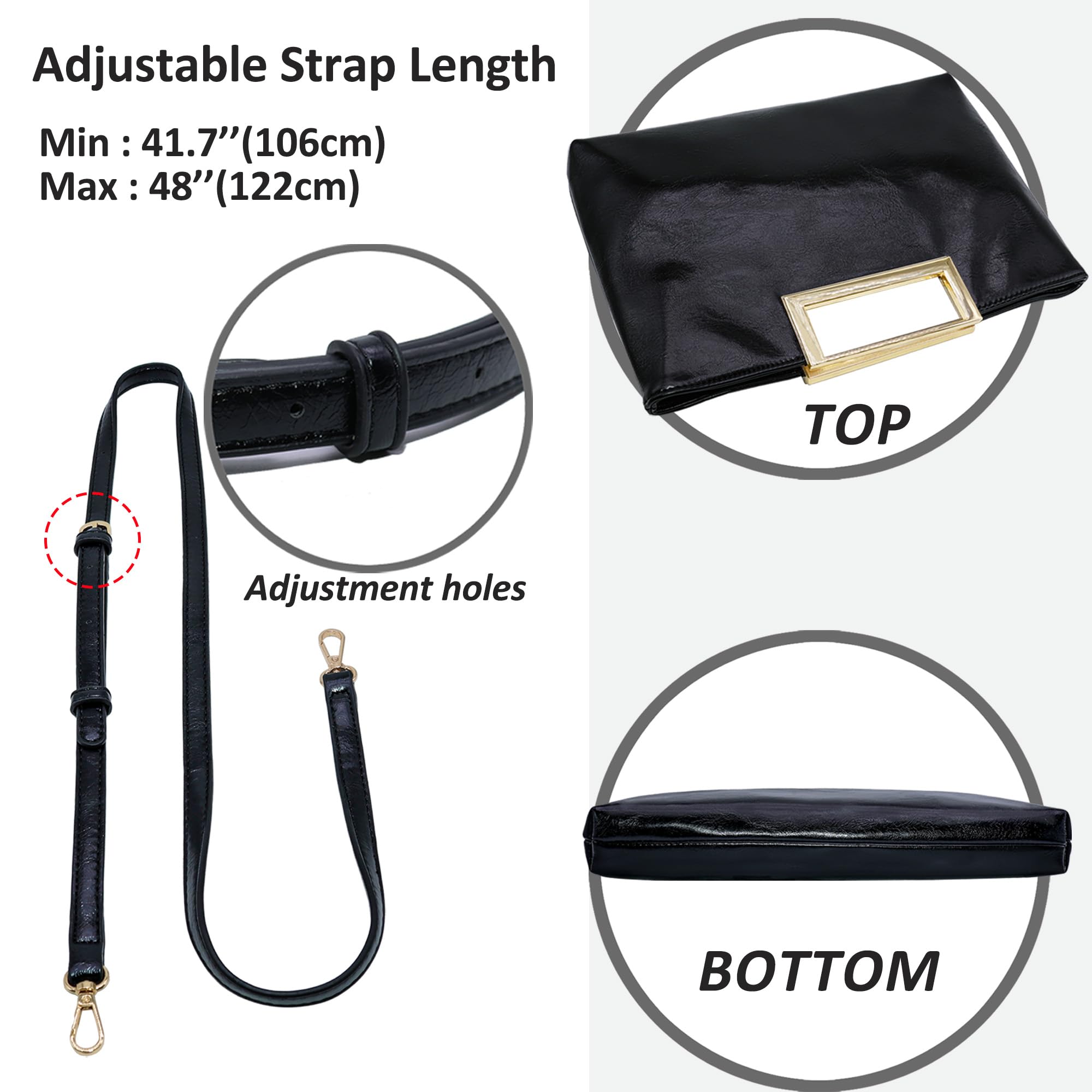 Milisente Clutch Purses for Women Formal Casual Sparkly PU Leather Handbag Purse with Handle for Prom Cocktail Wedding