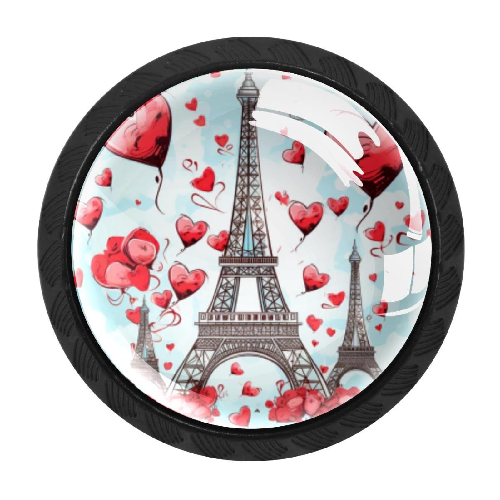Chenzzzz Multicolored 19 4 Pieces Eiffel Tower Valentine's Day Cabinet Knobs Drawer Dresser Pulls Handles For Home Kitchen Office Bathroom Door Kids Room