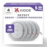 Hardwired Smoke & Carbon Monoxide Detector, 10-Year Battery Backup, Voice Alerts, Interconnectable LED Warning Light Indicators, 4 Pack