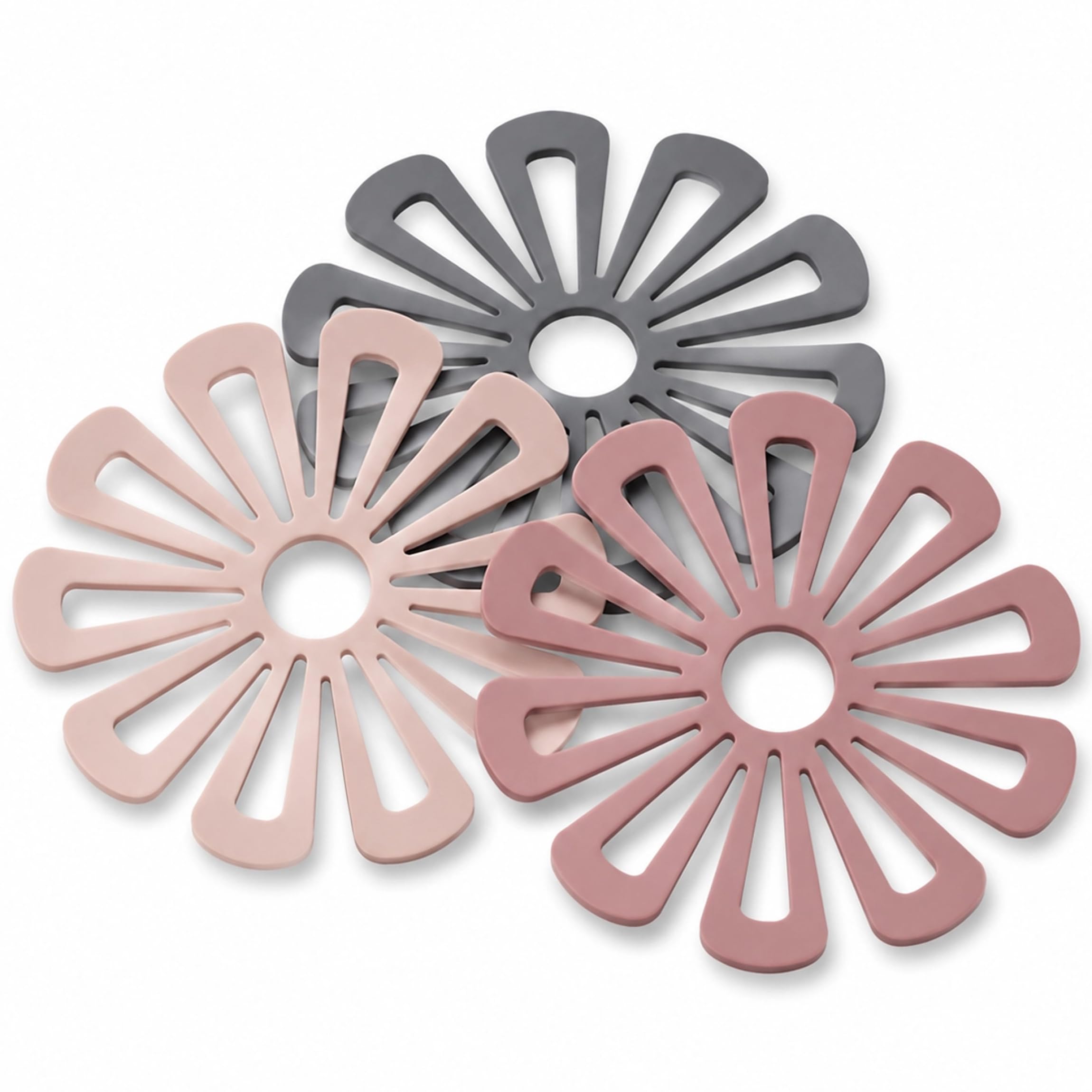 BEAHING 3PCS Silicone Trivet, 6in Flower Shaped Trivets for Hot Dishes & Pots & Pans Heat-Resistant Hot Pads for Kitchen & Dining Table, trivet