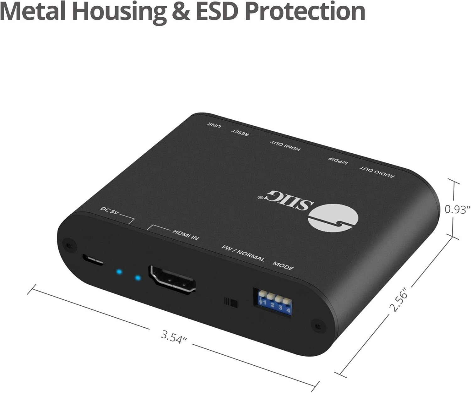 Dimensions of the SIIG HDMI 2.0 Audio Extractor
