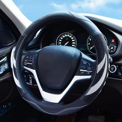 Miniatura 8 de Alusbell - Funda para volante de auto de piel de microfibra, transpirable, tamaño universal de 15 pulgadas