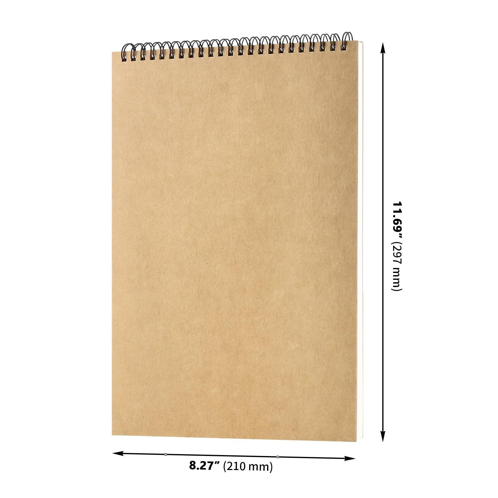MAKTSAM 10 PCS 160gsm A4 Sketchbook, 60 Pages/30 Sheets Spiral Bound Kraft A4 Sketch Book Landscape Sketchbook - Image 2