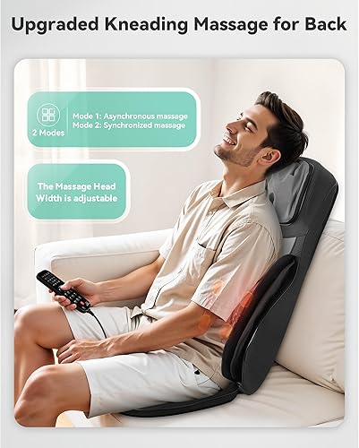 Miniatura 2 de Snailax Shiatsu Masajeador de cuello y espalda con calor, rodillo masajeador de cuello de altura ajustable, almohadilla de masaje con vibración,