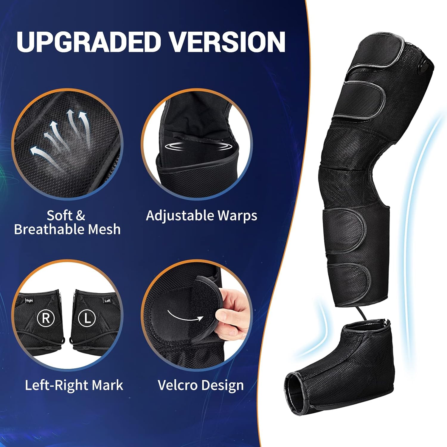 Cohotek Leg Massager with Heat for Circulation, Compression Calf Thigh Foot Massage 4 Modes 4 Intensities Pain Relief Sequential Boots Device with Handheld Controller