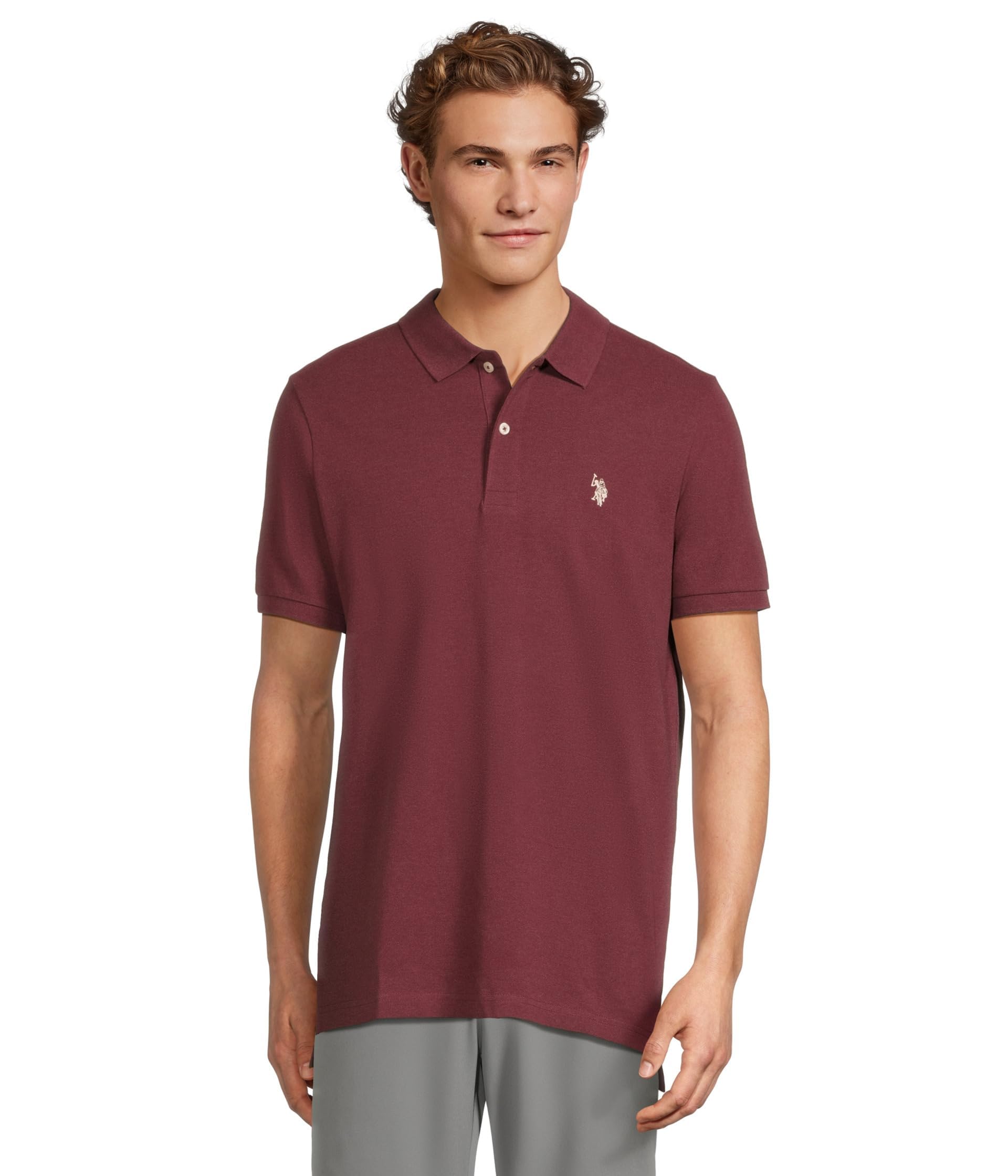 U.S. Polo Assn. Men's Classic Polo Shirt, Two-Button Closure Pique Polo Shirt, Summer Fashion Golf Shirt