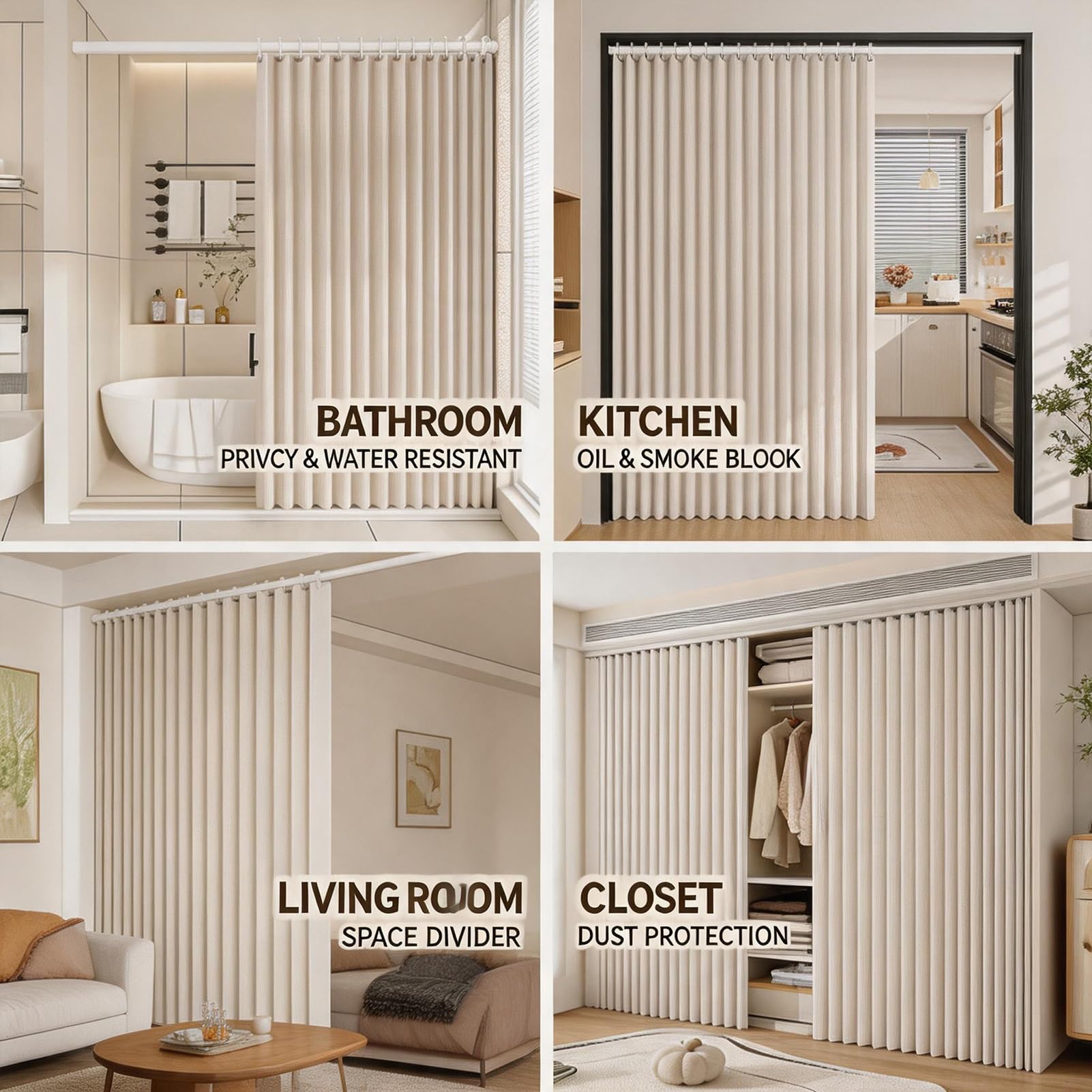 Separador magnético para puertas, cortina opaca sin taladro, para grandes espacios, ideal para sala de estar, dormitorio, baño y más