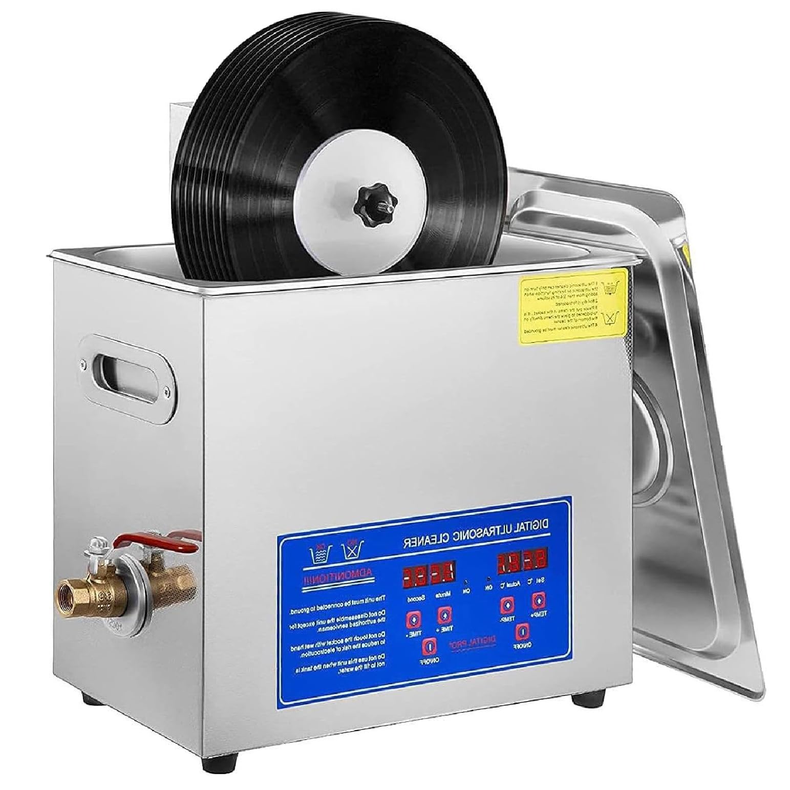 Detergente per dischi in vinile, 180 W, con timer e rotazione automatica, pulisce 1-6 dischi contemporaneamente