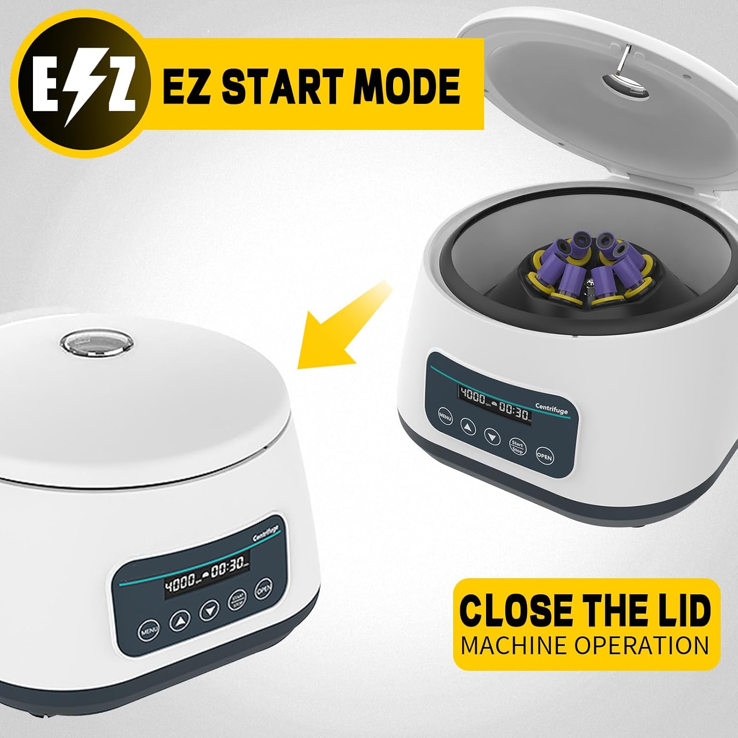 Mini Lab Centrifuge Machine,Low Speed 500-4000rpm Lab Benchtop Centrifuges 2ml/5ml/10ml x 8,15ml x 4,2180xg RCF Digital Benchtop Centrifuges W/Timer