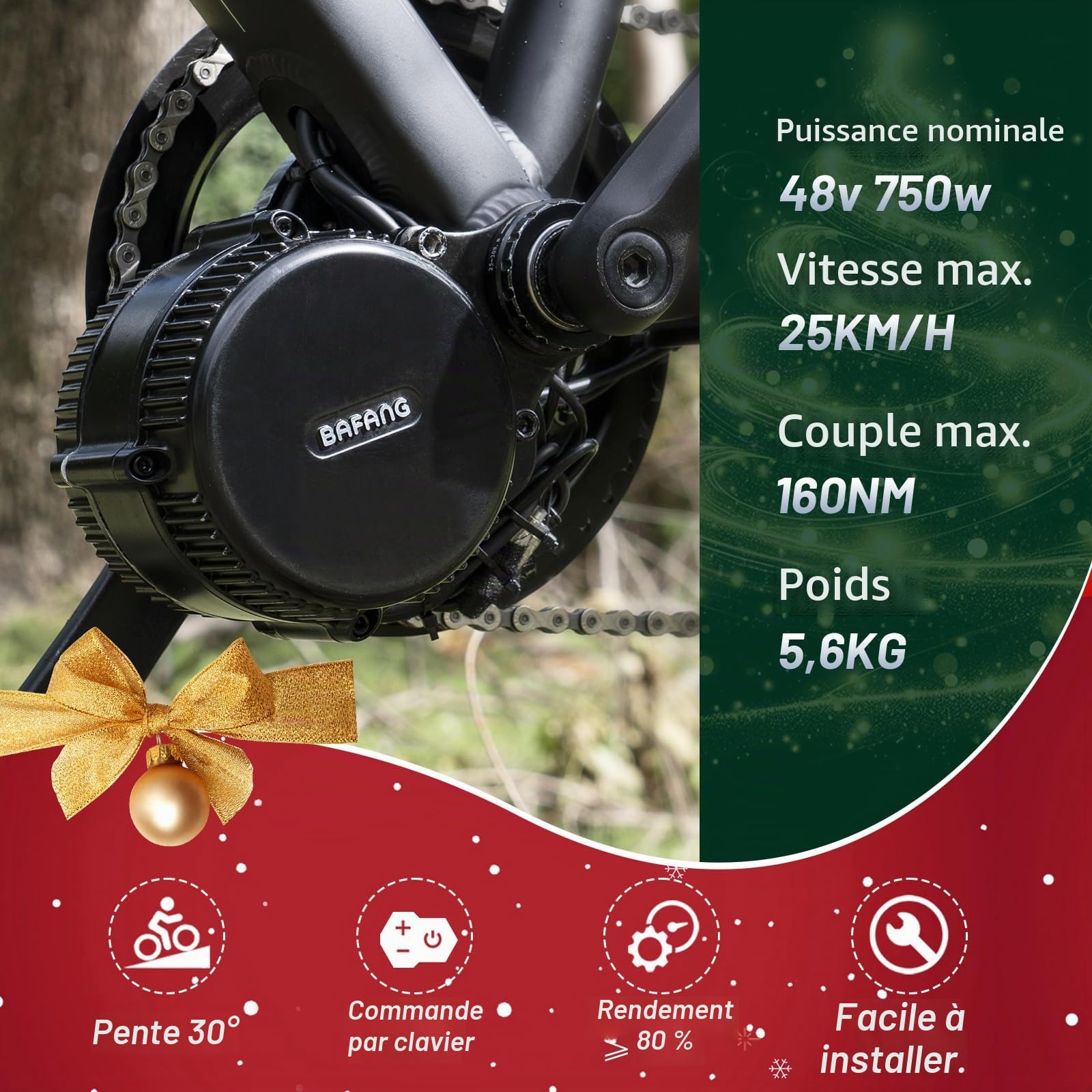 BAFANG Kit Moteur Central 48V 75OW pour E-Bike avec Écran C18, version UART | BBS01B BBS02B BBS-HD, kits de conversion pour vélo électrique, compatible pédalier 68mm, inclus manivelle, câble 1T4...