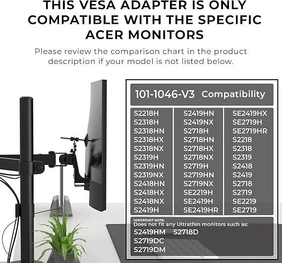 HumanCentric VESA جبل محول متوافق مع شاشات ديل S2318H، S2318HN، S2318HX، S2318NX، S2319H، S2319H، S2218H، S2319NX، S2418HN، S2418HX، S2418NX، S2419H، S2419H، S2419HN، S2419NX وأكثر
