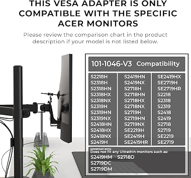 HumanCentric VESA جبل محول متوافق مع شاشات ديل S2318H، S2318HN، S2318HX، S2318NX، S2319H، S2319H، S2218H، S2319NX، S2418HN، S2418HX، S2418NX، S2419H، S2419H، S2419HN، S2419NX وأكثر
