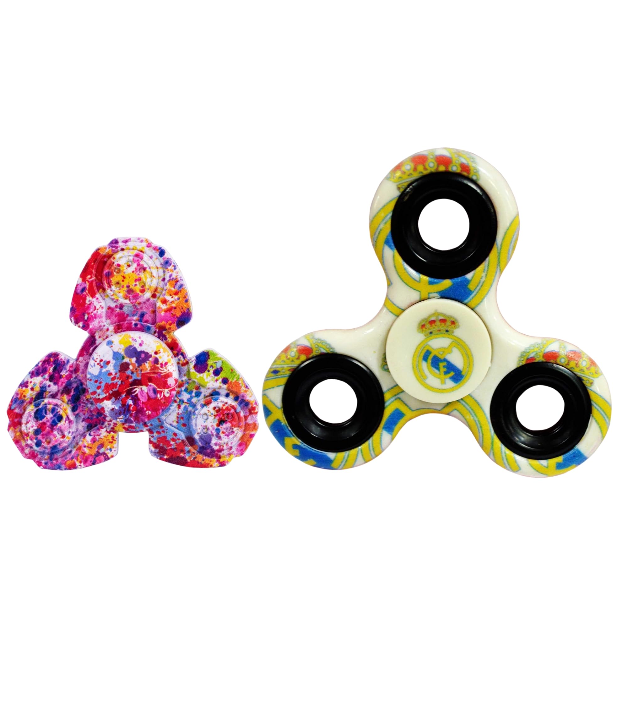 Premsons® Hand Spinner Desk Toy - High Speed Smooth Finger Spin Sensory Fidget Stress Relief Game Play for Kids & Adults - Birthday Party Gift - Combo - Football-FC + Rainbow Splash Triangular Head