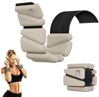Bodylastics Adjustable Ankle & Wrist Weights 2 lb Pair (1 lb Each) – Silicone, Sweat-Resistant for Arms & Legs - Perfect for Jogging, Walking, Physiotherapy, Cardio, Yoga & Strength Training