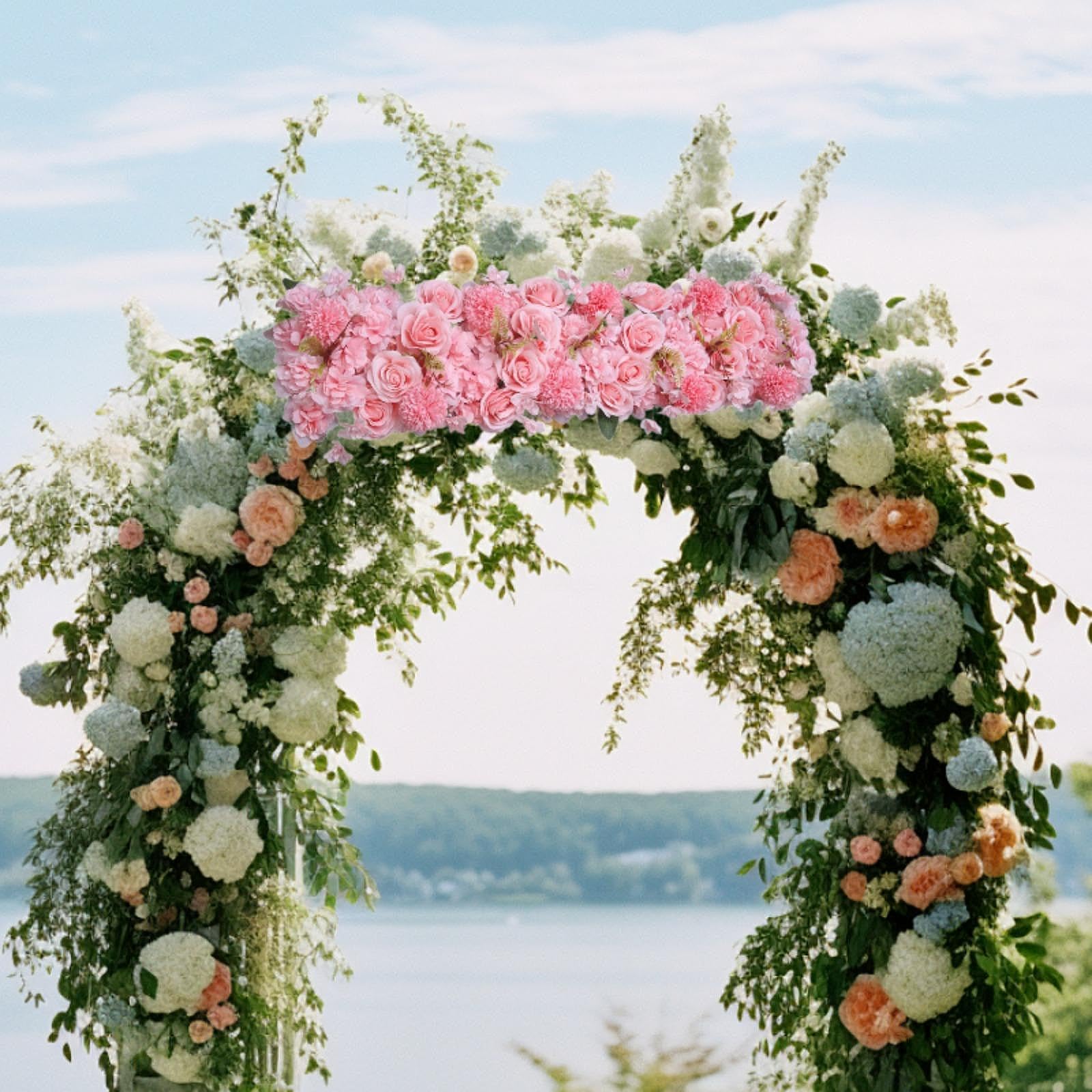 Arca di Fiori Artificiali per Porta, Fila di Fiori, Sfondo Floreale, Fila di Fiori 3D, Fiori di Seta per Matrimonio, Banchetto, Festa, Rosa