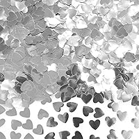 Vista 15 de Confeti de mesa de corazón burdeos – Confeti metálico en forma de corazón de papel de aluminio para el día de San Valentín, confeti de Mylar