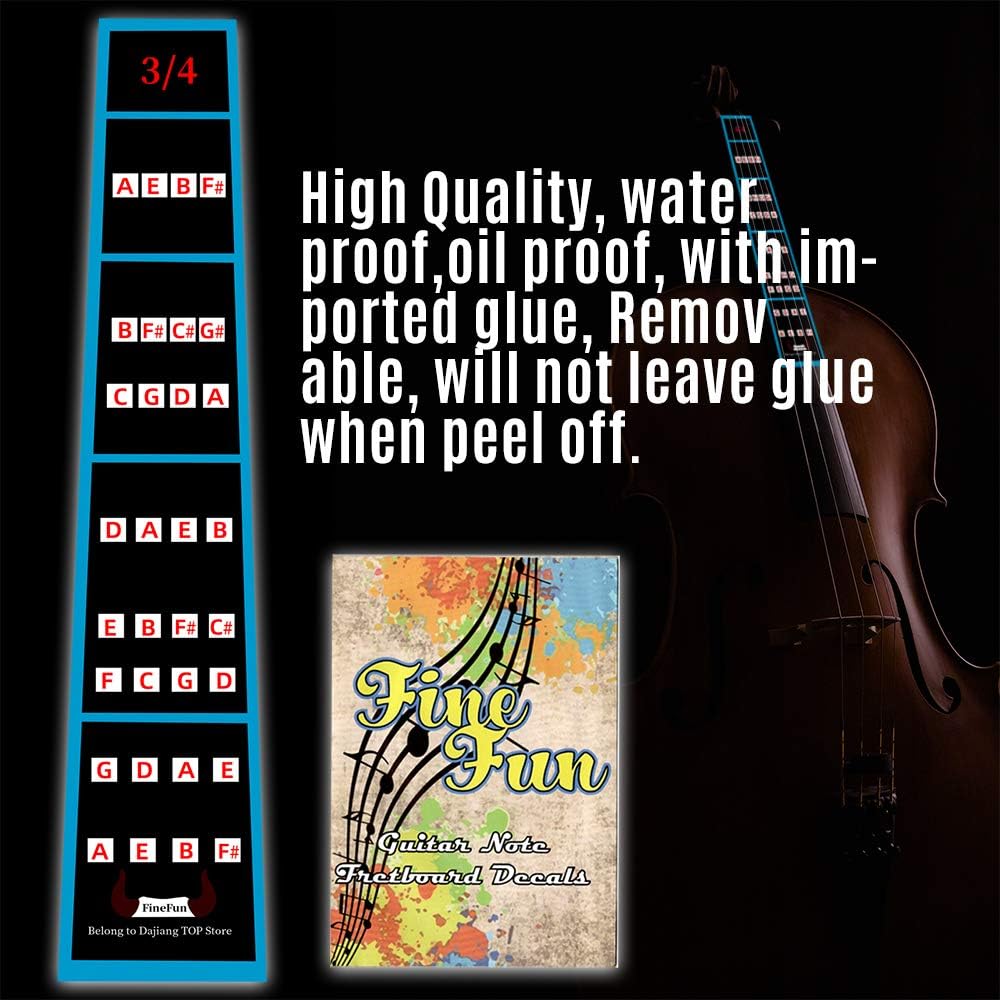 FineFun Violin Finger Guide/Fingerboard Sticker Fret guide Label Finger Chart For Full Size Violin (3/4)