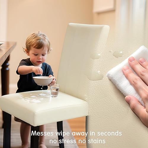 Miniatura 4 de CHUN YI Juego de 4 sillas de comedor, sillas de comedor de piel sintética, sillas Parsons tapizadas con respaldo alto para comedor, cocina, sillas