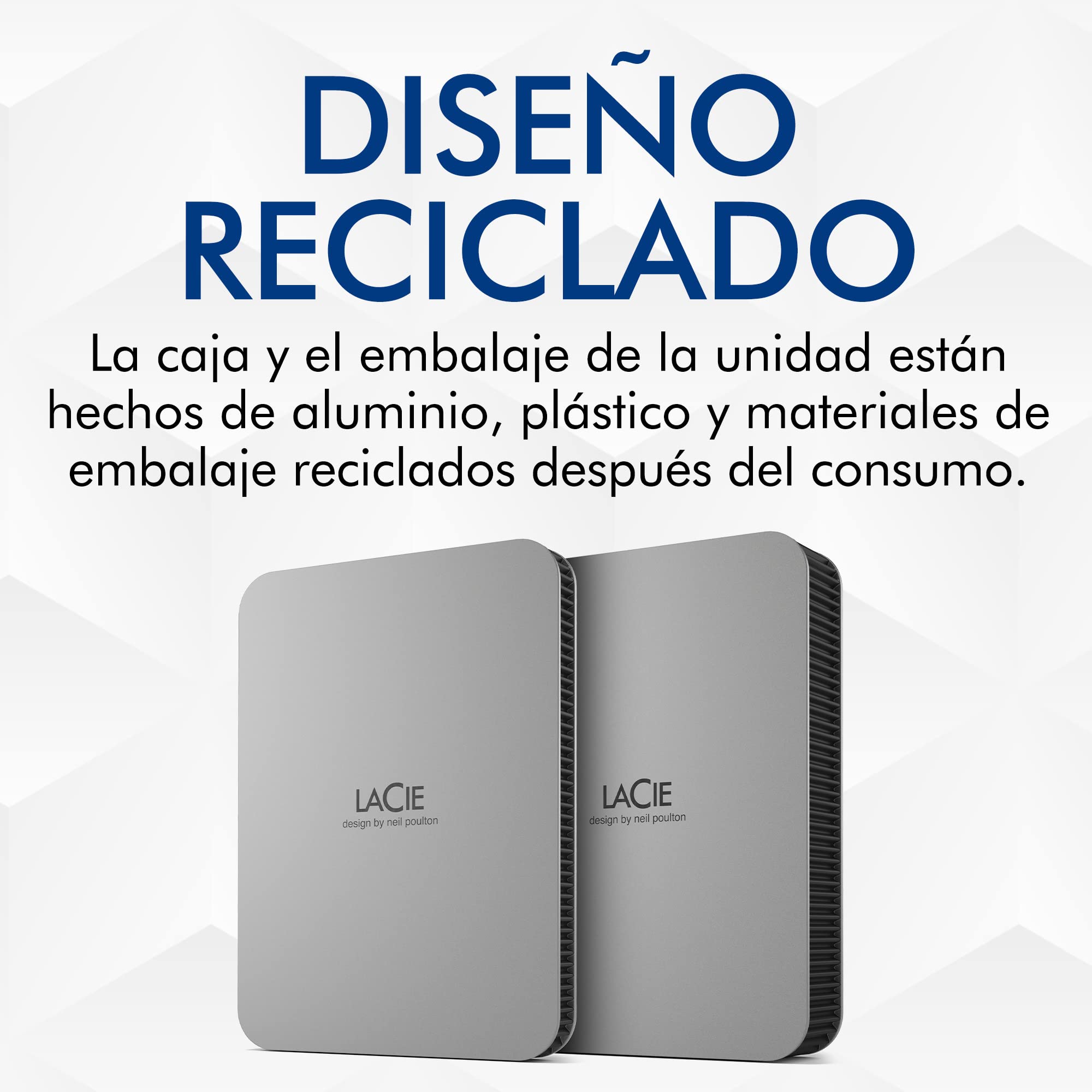 LaCie Mobile Drive V2 1TB — diseño fino, USB‑C Disco duro externo portátil 2,5", Moon Silver, para Mac y Windows — incluye Rescue Data Recovery
