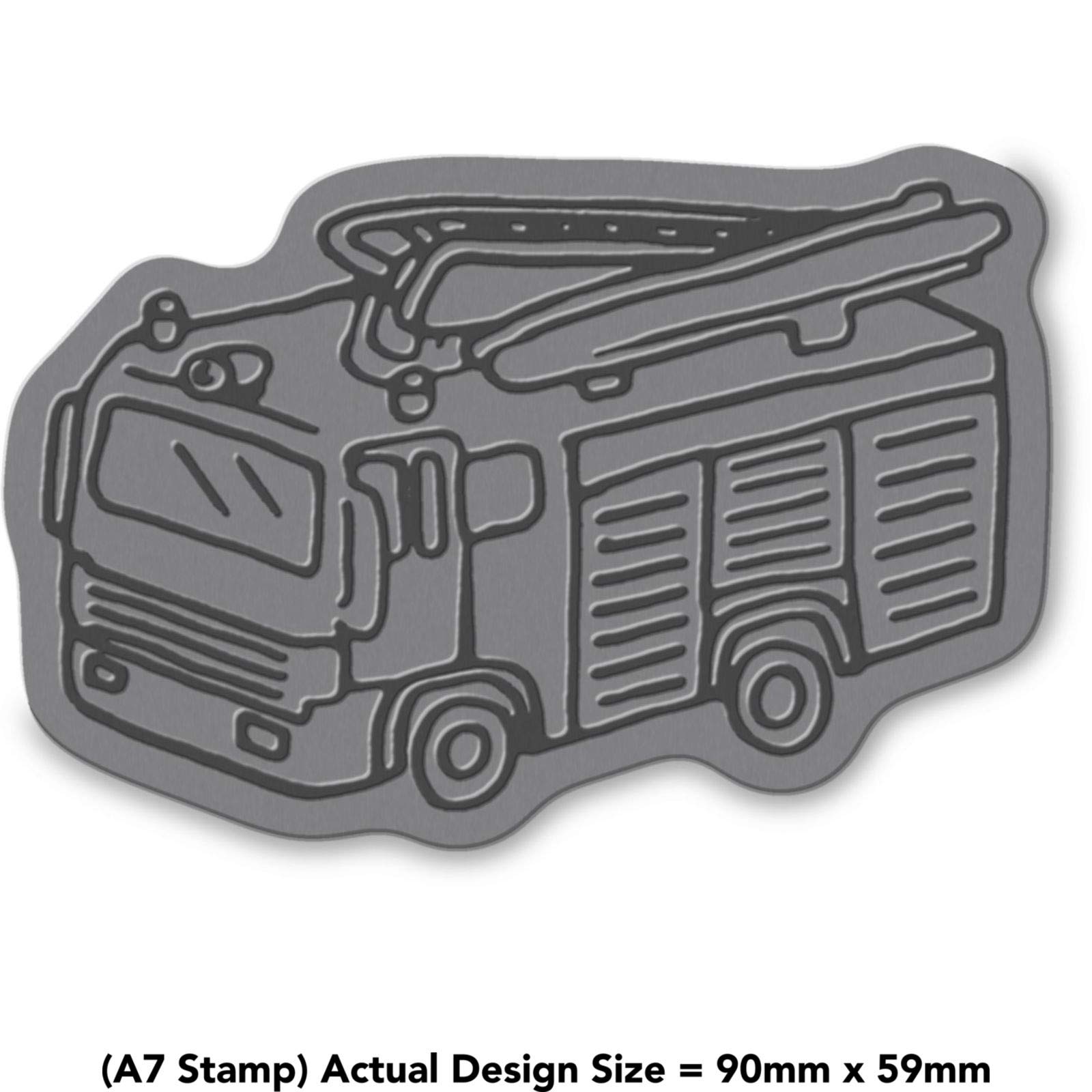 'Fire Engine' Rubber Stamp - Unmounted Design for Crafting & Scrapbooking, A7 (RS00011223)