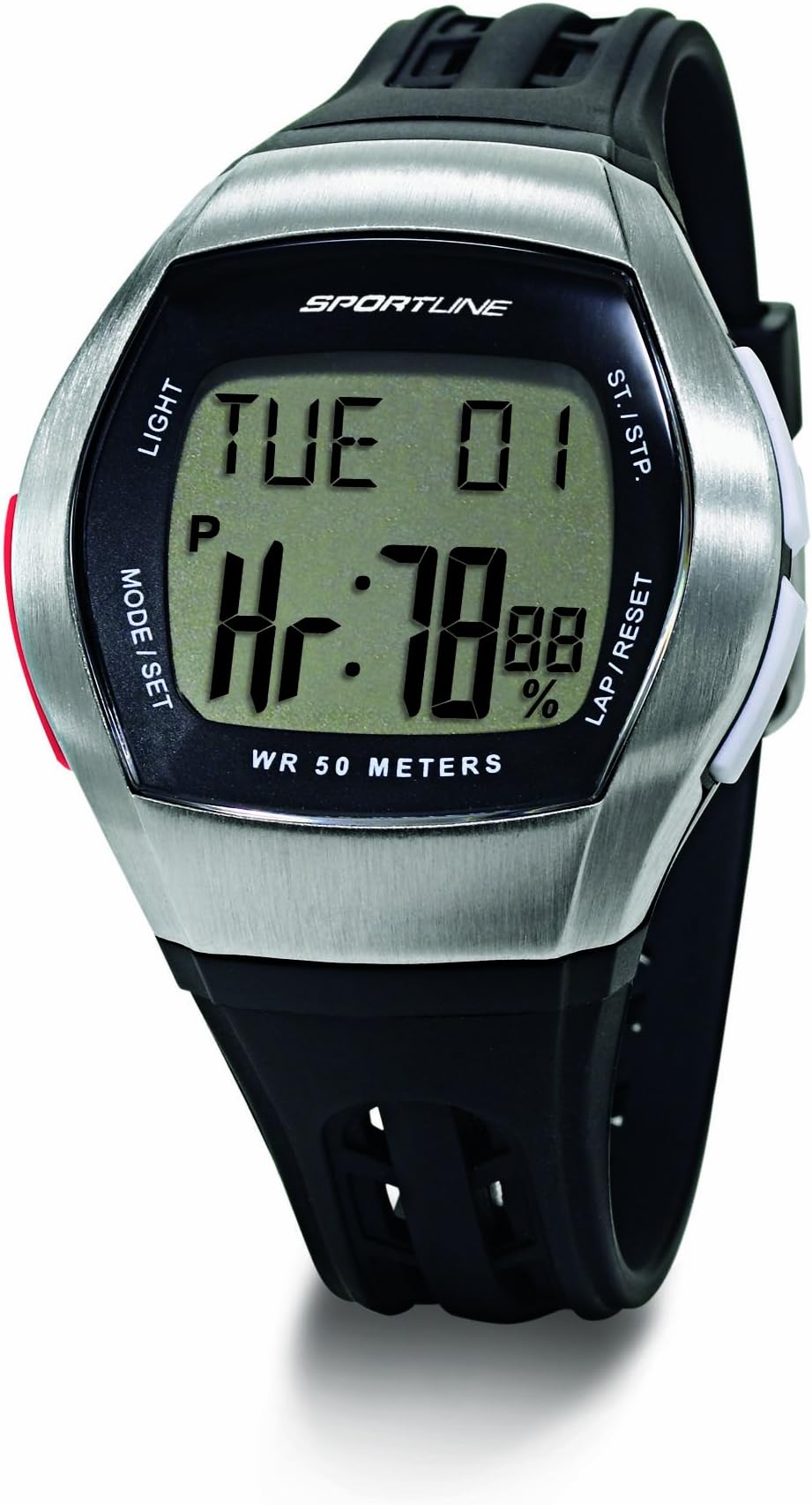 Sportline Men's Duo 1010 Dual Use Heart Rate Monitor - Silver with Black Strap