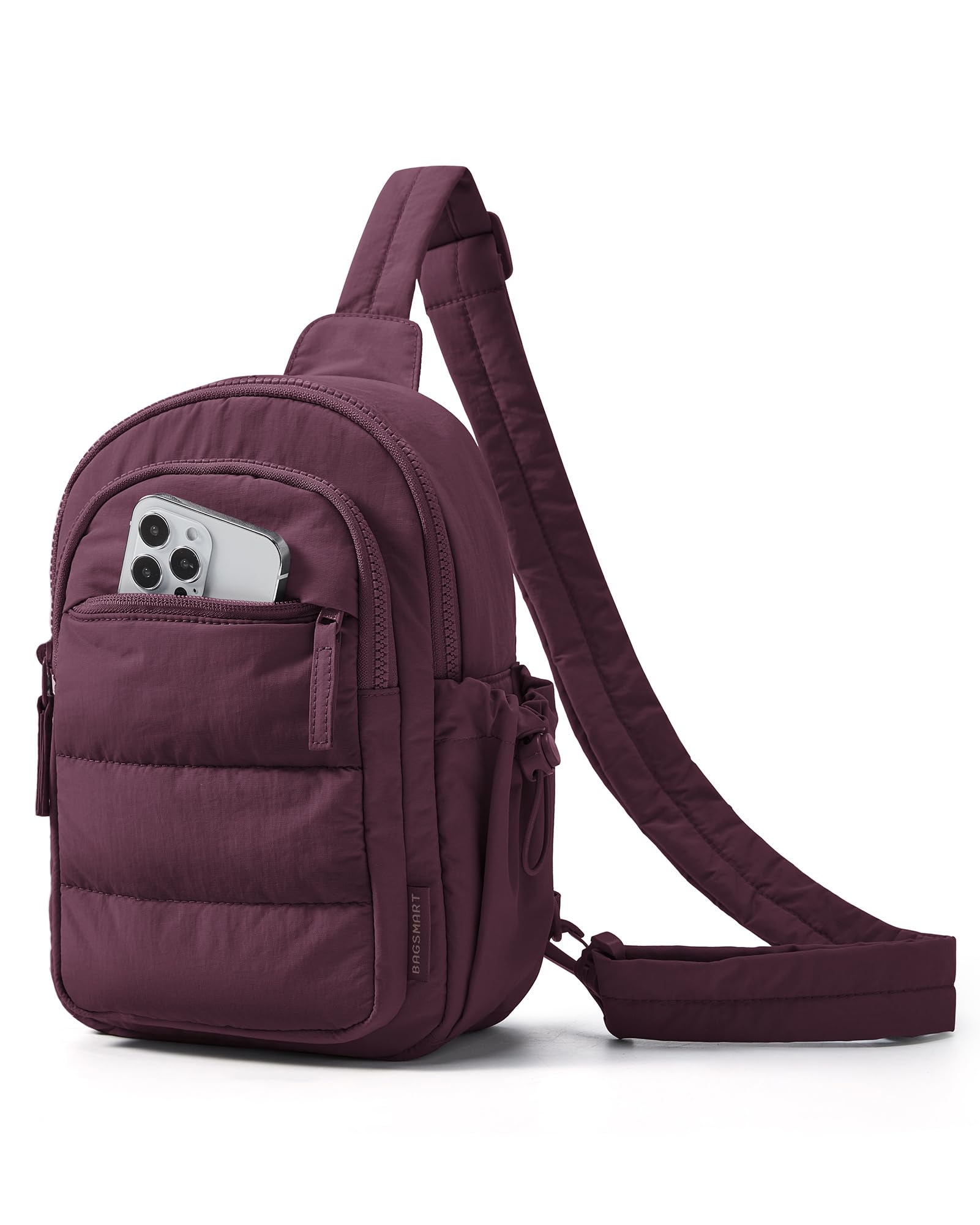 BAGSMART Small Sling Bag for Women, Puffer Crossbody Bag Hobo Handbag Burgundy Bay