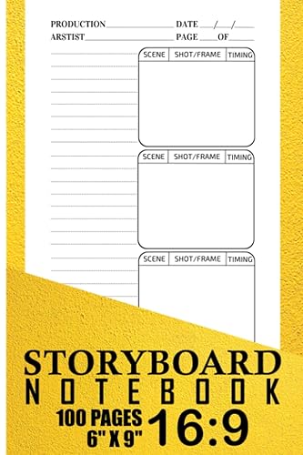 Storyboard Notebook 169 Aspect Ratio Pro Storyboard Template Book for Directors, Storyboard Artists, Animators and Film Students 100 Pages (Shot