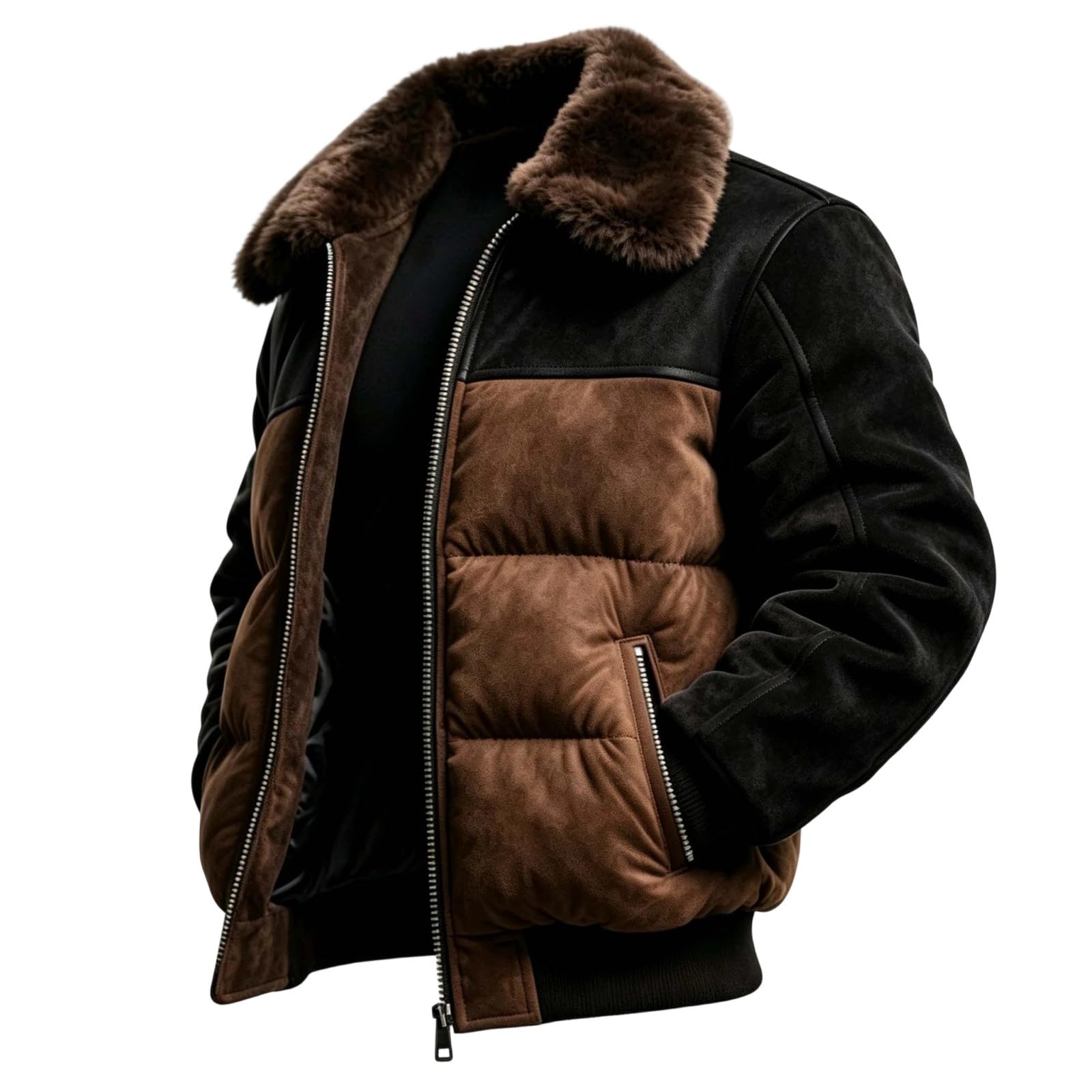 Hommes Veste Hiver Biker Thermo Moto Loisir Bomber Confortable Aviateur Classique Similicuir Revers Vintage