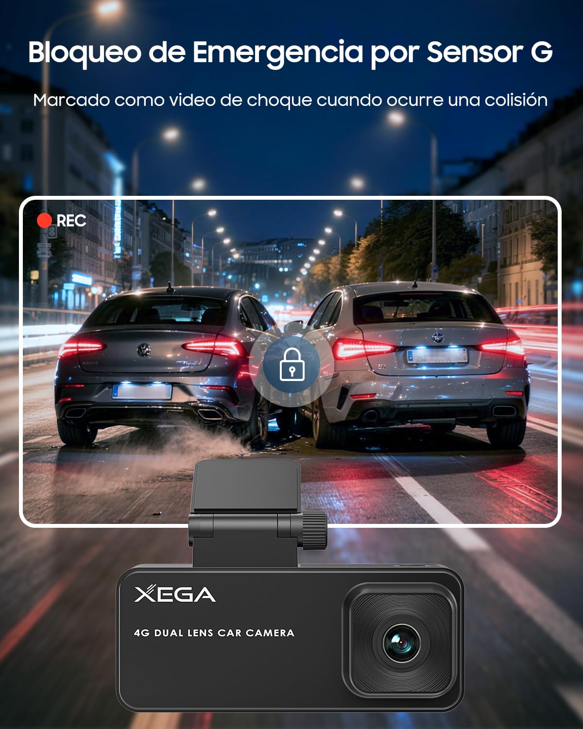 XEGA 2K 4G Dash CAM Coche con Tarjeta SIM Reemplazables, Alimentado por OBD | Camara Coche sin WiFi, Visión en Vivo Remota, Detección Colisión, Monitor de Aparcamiento, Audio Bidireccional, Nocturna, GPS