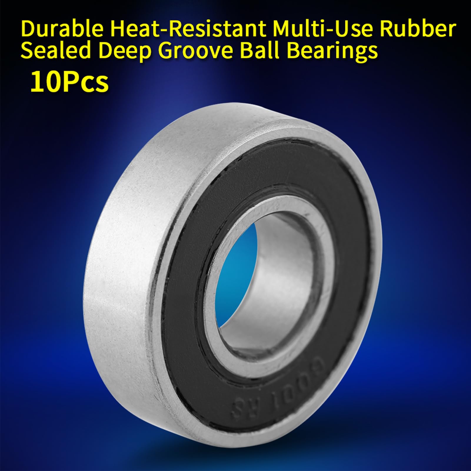 10 Pièces Roulement a Bille, 12x28x8 mm 6001-2rs Ball Bearings, Roulements de Skateboard à Rainure Profonde Scellé en Caoutchouc Convient Aux Machines Industrielles