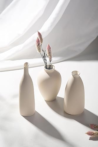 Miniatura 3 de ANREKEYH Jarrón de cerámica para decoración rústica del hogar juego de 3 jarrones pequeños para decoración de granja moderna florero decorativo para