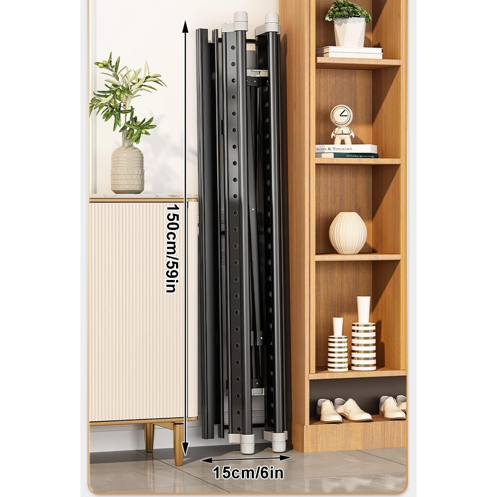 Stendibiancheria Pieghevole Retrattile, stendibiancheria Mobile salvaspazio in Lega di Alluminio per Vestiti Pieghevoli, Oro Rosa, 120 cm