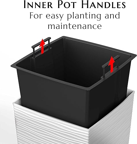 Miniatura 8 de Mueller M-Resin - Macetas altas resistentes para plantas al aire libre, macetas grandes de interior, cajas, árboles, macetas, juego de 2 piezas, 24