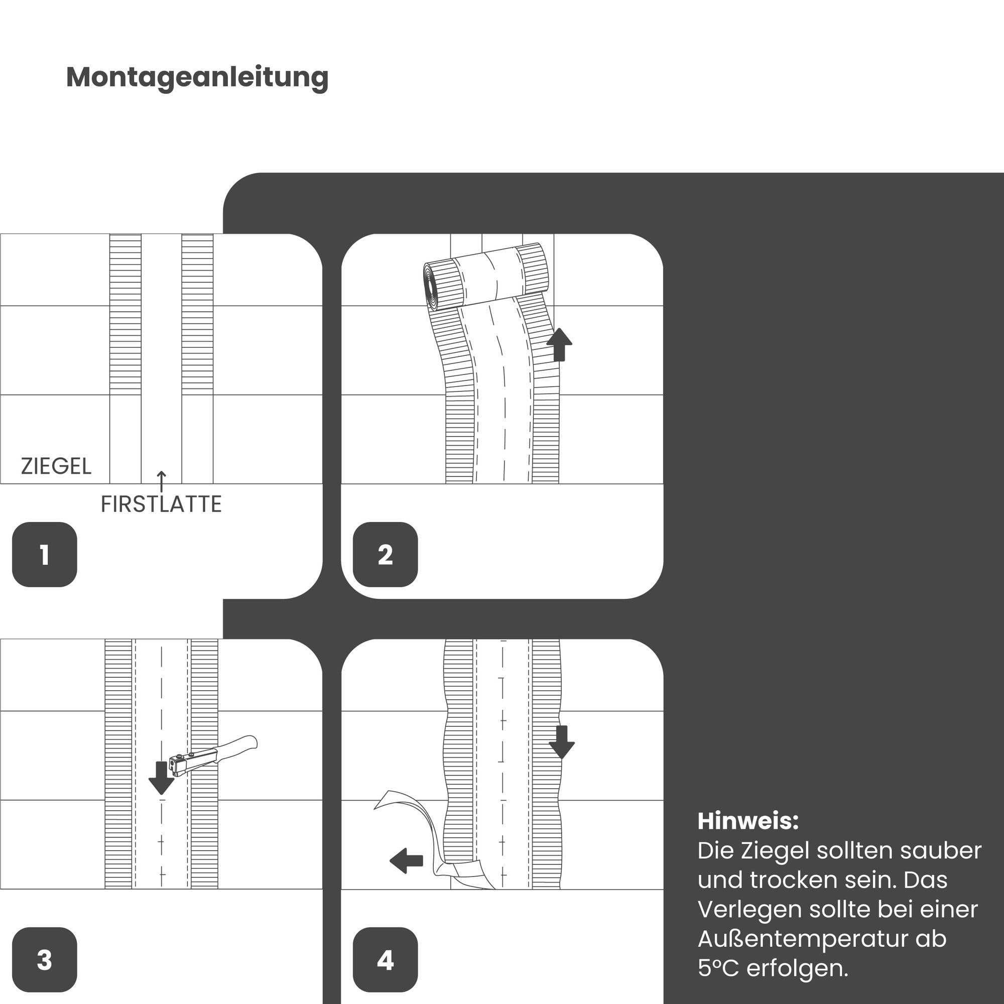 Firstband Alu 4 Rollen 390mm x 5m Anthrazit RAL 7021 Dachfirst Abdeckung Butylkleber