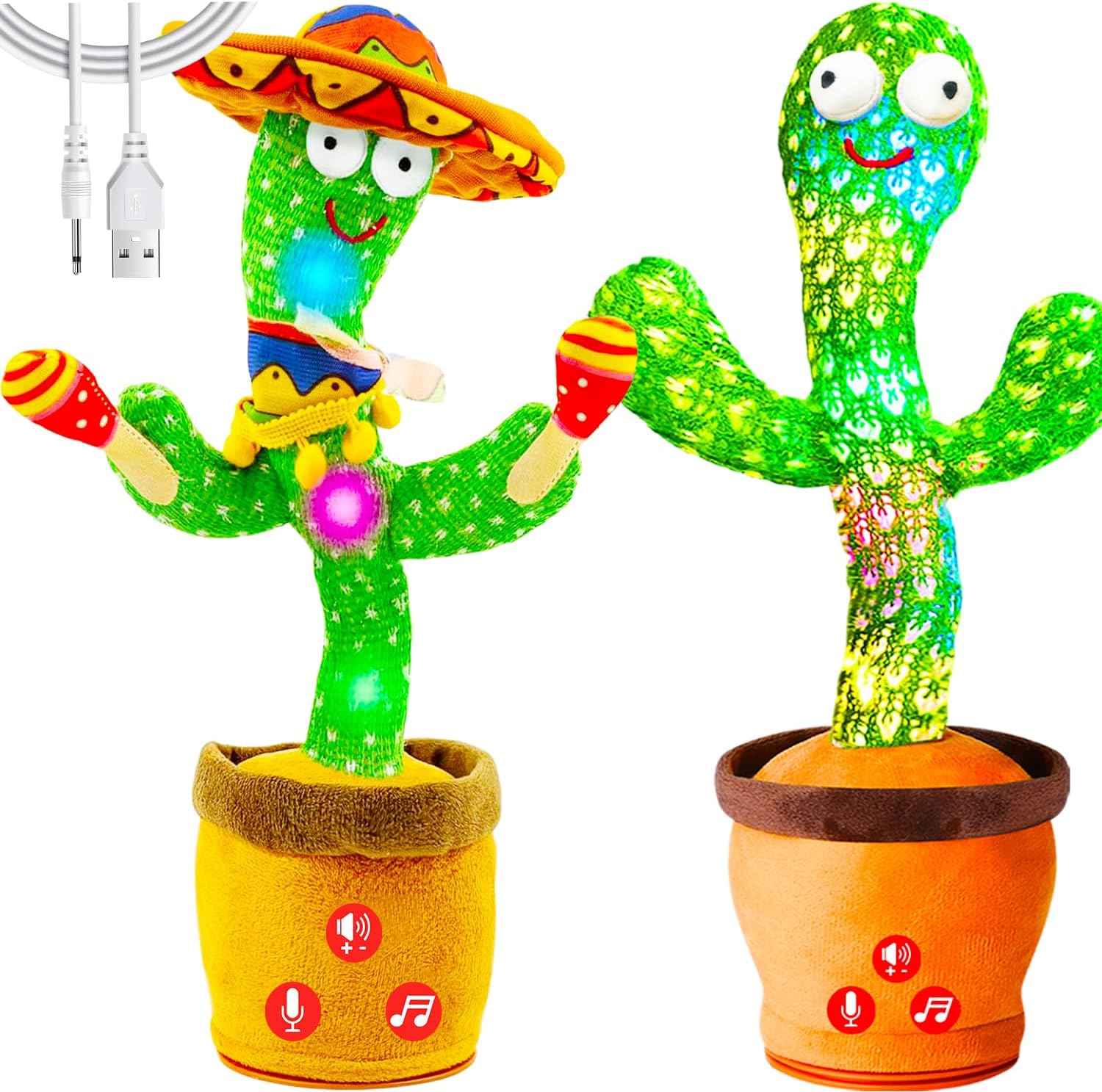 Rechargeable Drumming Cactus+Non-Rechargeable Classic Cactus