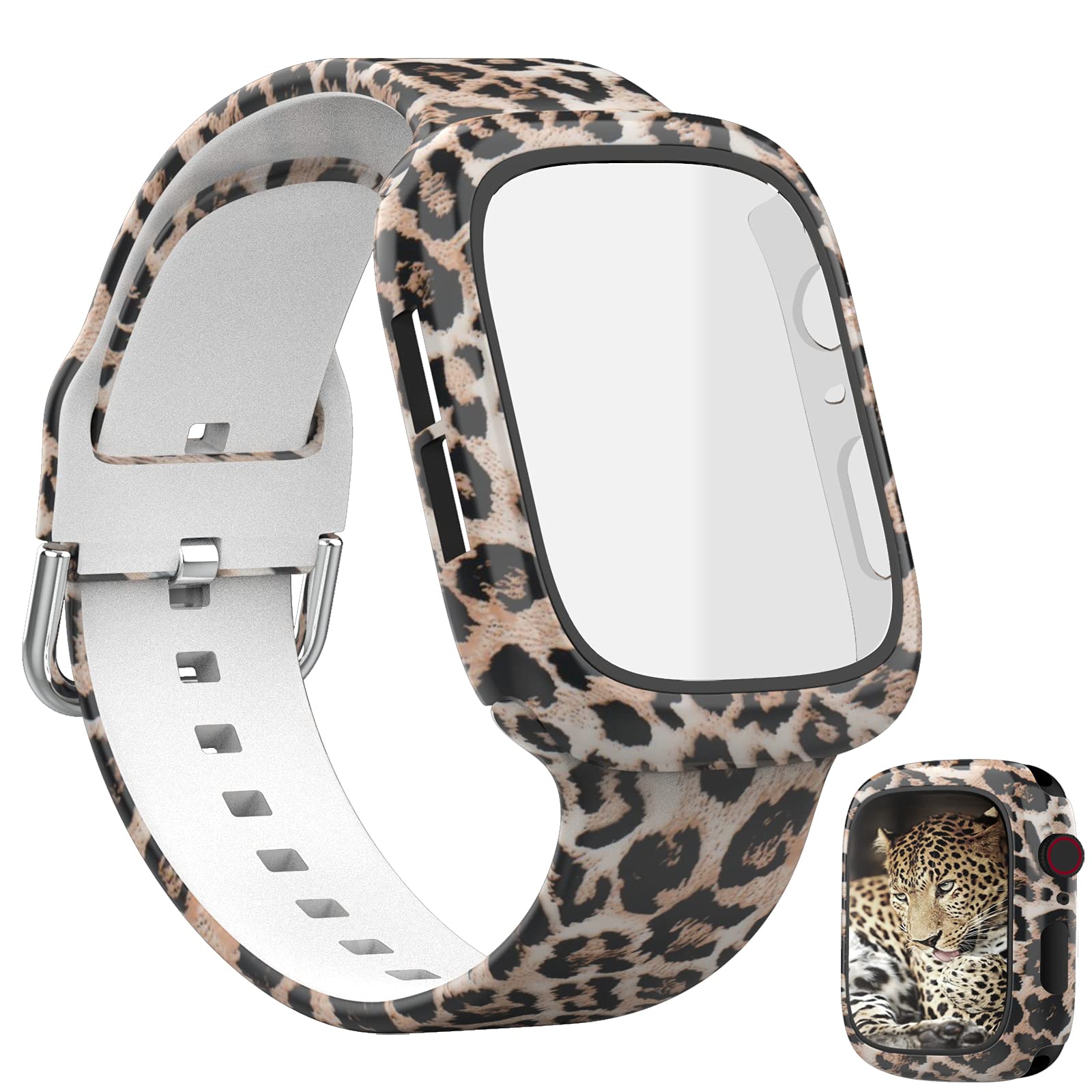 EPLST Sport Bands with Hard PC Screen Protector Case Compatible with Apple Watch 40mm, Soft Silicone Replacement Strap Women Men Wristbands for iWatch Series 6 5 4, SE