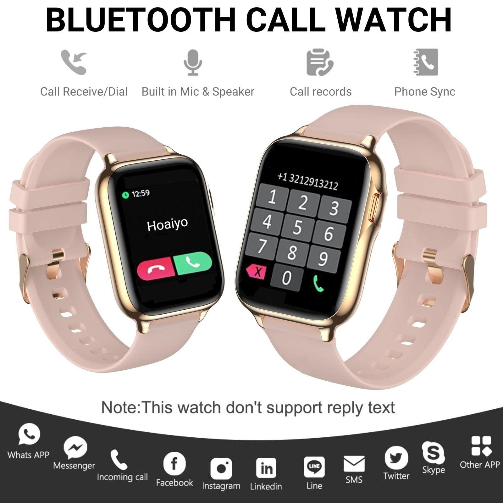 Smartwatch Chiamata Bluetooth e Risposta Vivavoce, 43mm schermo, SpO2 Cardiofrequenzimetro, 3ATM impermeabile 21 Modalità Sport per Android/iOS