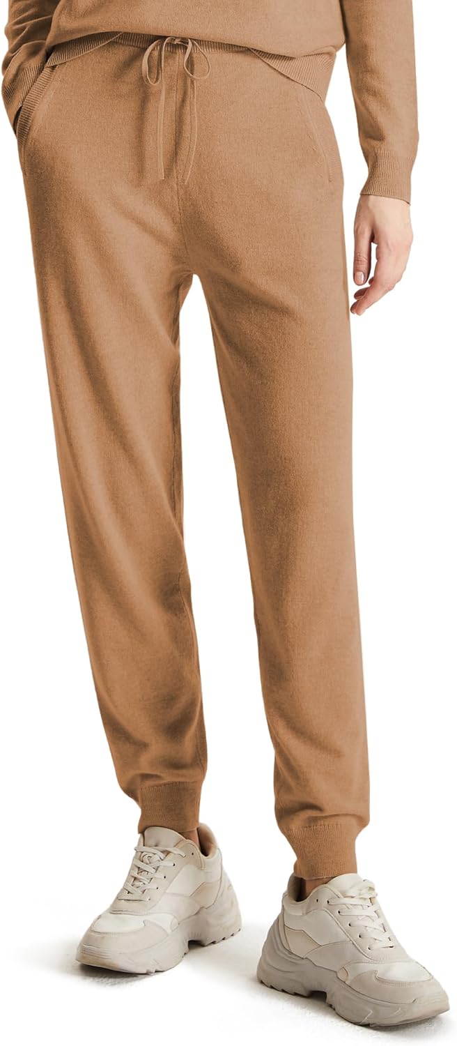 GreenMount Womens Cashmere Sweatpants High Waisted Baggy Pants with Pockets Home Fall Bottom Joggers for Women Keep 37.5°Warm