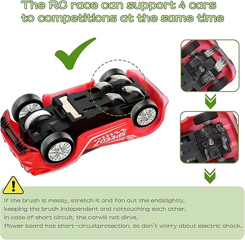 Miniatura 6 de Juego de pistas de carreras de autos con ranura de 23 pies, con batería o pista eléctrica con 4 autos de tragamonedas, contadores de vueltas de