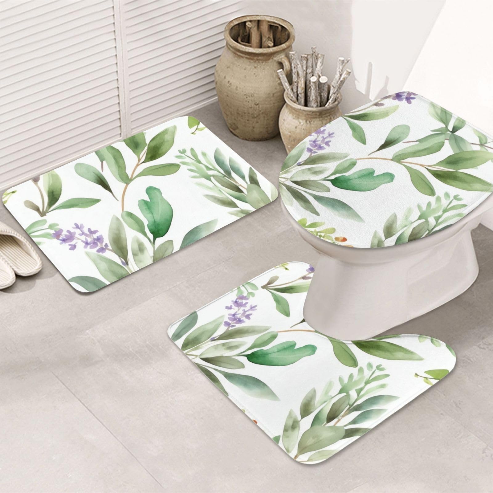 Tapis de bain antidérapant lot de 3 en microfibre absorbante lavable