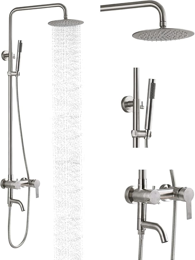 gotonovo Stainless Steel SUS304 Shower Faucet 8 Inch Rainfall Shower