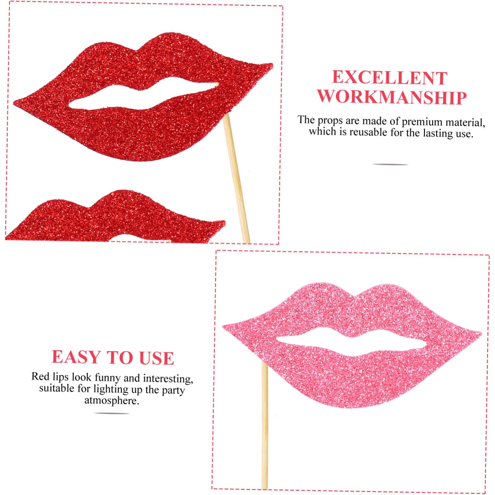 3 Sätze Teiliges Lustige Rote Lippen Foto-Requisiten Aus Papier Handlich Mit Stiel Für Fotos Hochzeiten Geburtstagen Und Festivals Wiederverwendbar Und Dekorativ 40 Stück * 3