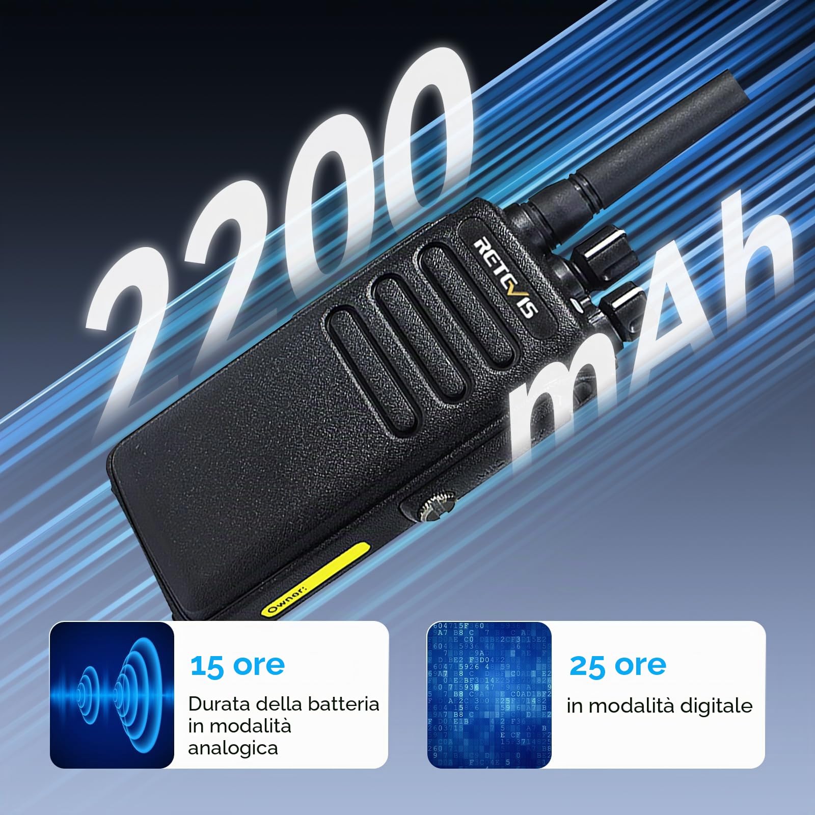 Retevis RT81 Walkie Talkie DMR, Ricetrasmittente Analogico Digitale IP67 | 2200mAh, 32 Canali, VOX Impermeabile, per Settore Industriale, Nero, 2 Pezzi