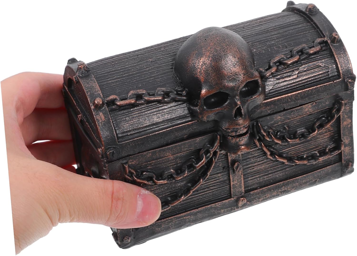 Skull Treasure Chest Jewelry Box Multifunctional Resin Organizer for Small Items Halloween Desktop Decoration Unique Skull Design Compact and Portable Storage