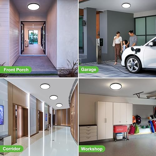 Miniatura 7 de zemty Paquete de 2 luces de techo con sensor de movimiento de 9 pulgadas con cable, detector de movimiento de 19 W, 5000 K, lámpara LED para