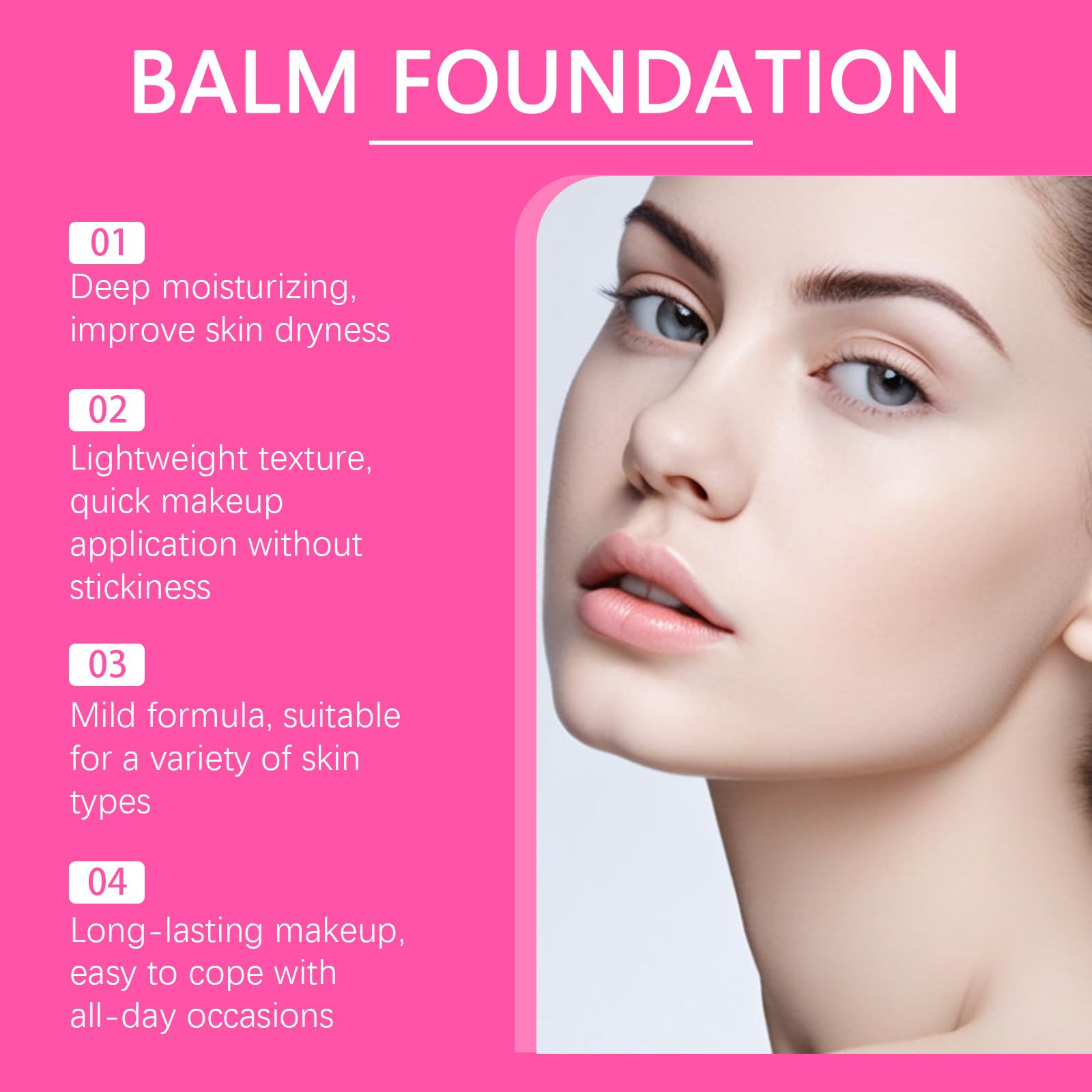 Peptide Balm Foundation, fondotinta per pelli mature, copertura media, anti-invecchiamento, idratante, consistenza liscia, illumina l'incarnato (#1 #2 #3 #4)